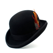 Load image into Gallery viewer, Wool Felt Derby Bowler Hat Men Women Dress Tuxedo Costume Steampunk Derby Cap 4Szie S M L XL