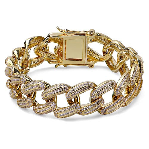 Hot Sale High Quality Square Gold Chain Full Diamond Decorated Geometric Shape Men's Luxury Brand Bracelet