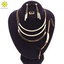 Load image into Gallery viewer, Nigerian Wedding Gold Color Multi Layer Jewelry Set Bridal Necklace Earrings Bracelet Ring African Jewelry Fashion