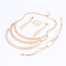 Load image into Gallery viewer, Nigerian Wedding Gold Color Multi Layer Jewelry Set Bridal Necklace Earrings Bracelet Ring African Jewelry Fashion