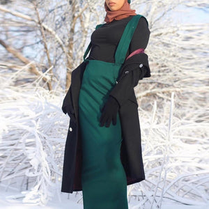 Vestidos Abaya Dubai Turkey Arabic Bodycon Muslim Suspender Skirt Suspenders Hijab Dress Qatar  Women Turkish Islamic Clothing