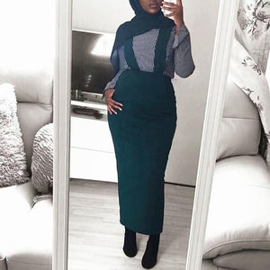 Vestidos Abaya Dubai Turkey Arabic Bodycon Muslim Suspender Skirt Suspenders Hijab Dress Qatar  Women Turkish Islamic Clothing