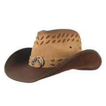 Load image into Gallery viewer, Leather Men Western Cowboy Hat For Dad Gentleman Sombrero Hombre Jazz Caps Size 58-59CM