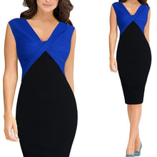 Load image into Gallery viewer, Patchwork Fold Work Office Dress Sexy Body con Sleeveless Women Casual Party Dress