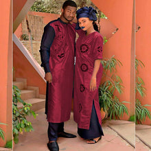 Load image into Gallery viewer, African clothes traditional dresses for couples for men and women costume bazin riche embroidery design Dashiki robe