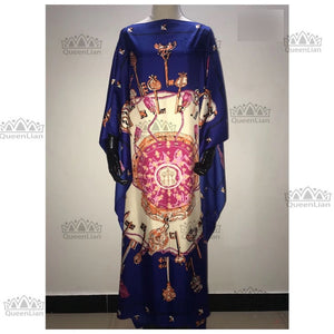 Dress With Scarf 100% Chiffon Elegant Oversize  African Traditional Print Dresses