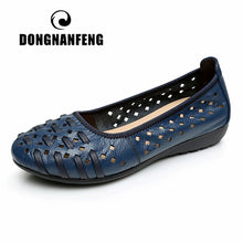 Load image into Gallery viewer, Women Shoes Sandals Flats Hollow Out Genuine Leather Slip On Loafers Casual Vintage