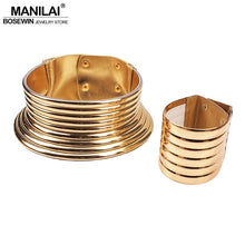 Load image into Gallery viewer, Oversized African Jewelry Set Women Vintage Leather Necklaces Bracelets Statement Jewelry Set Adjustable Choker Bangle