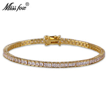 Load image into Gallery viewer, Single Row Square Man Gold CZ Diamond Buckle Bracelet
