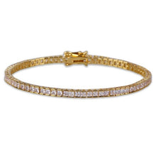Load image into Gallery viewer, Single Row Square Man Gold CZ Diamond Buckle Bracelet