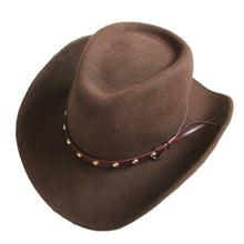 Load image into Gallery viewer, Unisex Brown Wool Felt Western Cowboy Hat For Men Women