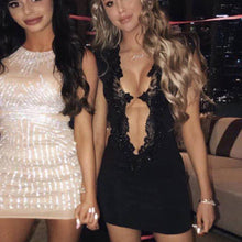 Load image into Gallery viewer, 2019 Summer Mini Bandage Dress Sexy Lace Sleeveless Deep V-neck Sequins Bodycon Dress Club Celebrity Party Dress Vestidos