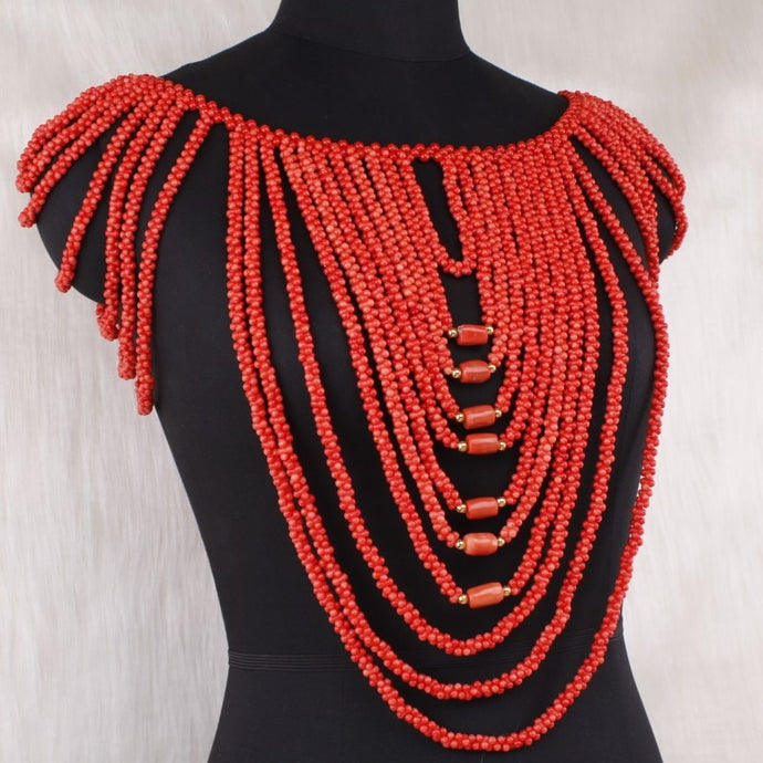 Dudo Jewelry 2019 Fashionable 100% Genuine Coral Beads Jewelry Set African Collar Necklace Edo Bridal Wedding Nigerian Jewellery