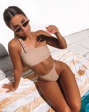 Load image into Gallery viewer, 2020 High Waist Cut Push Up Solid One Shoulder Bikini Bathing Suit