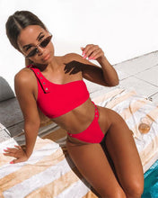 Load image into Gallery viewer, 2020 High Waist Cut Push Up Solid One Shoulder Bikini Bathing Suit