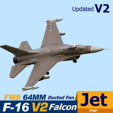 Load image into Gallery viewer, FMS RC Airplane 64mm F16 F-16 V2 Vigilantes Ducted Fan EDF Jet Grey Scale Warbird Fighter Model Hobby Plane Aircraft Avion PNP