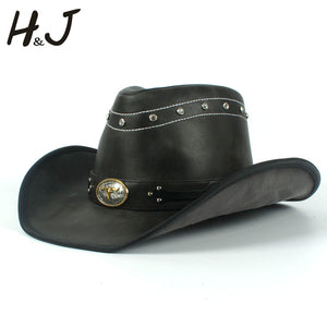 Leather Men Western Cowboy Hat For Dad Gentleman Fedora  Sombrero Hombre Jazz Caps