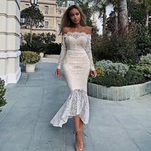 Load image into Gallery viewer, Ocstrade New Arrival 2019 Women Off the Shoulder Midi Bandage Dress Lace Party Dress