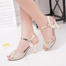 Load image into Gallery viewer, Women Sandals Summer Bling  Silver High Heels Pumps Ladies Shoes