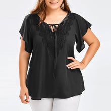 Load image into Gallery viewer, Delightful Summer Fashion Patchwork Lace up Blouse Ladies Tops