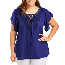 Load image into Gallery viewer, Delightful Summer Fashion Patchwork Lace up Blouse Ladies Tops