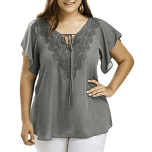 Load image into Gallery viewer, Delightful Summer Fashion Patchwork Lace up Blouse Ladies Tops