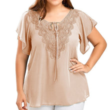 Load image into Gallery viewer, Delightful Summer Fashion Patchwork Lace up Blouse Ladies Tops