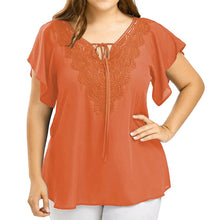 Load image into Gallery viewer, Delightful Summer Fashion Patchwork Lace up Blouse Ladies Tops