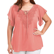 Load image into Gallery viewer, Delightful Summer Fashion Patchwork Lace up Blouse Ladies Tops