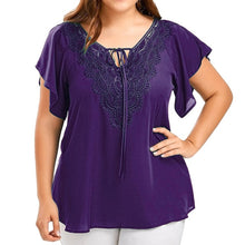 Load image into Gallery viewer, Delightful Summer Fashion Patchwork Lace up Blouse Ladies Tops