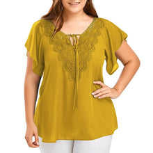 Load image into Gallery viewer, Delightful Summer Fashion Patchwork Lace up Blouse Ladies Tops