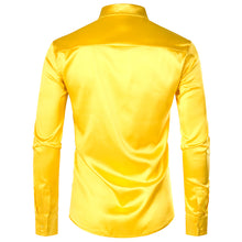 Load image into Gallery viewer, Men&#39;s Luxury Sequin Dress Shirts Long Sleeve Silk Satin Shiny Disco Party Shirt