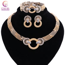 Load image into Gallery viewer, African Jewelry Sets Gold Color Flower Shape Crystal Necklace Earrings Sets Fashion Wedding Elegant Costume Jewelry Set