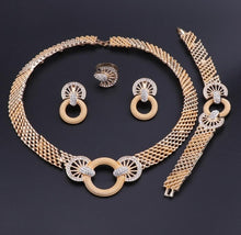 Load image into Gallery viewer, African Jewelry Sets Gold Color Flower Shape Crystal Necklace Earrings Sets Fashion Wedding Elegant Costume Jewelry Set