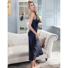 Load image into Gallery viewer, Brand Design 100% Real Silk Long Dressing Night Gown Women Evening Nightgown Nightie Sleepwear Mulberry Silk Sexy Nightdress