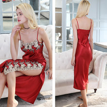 Load image into Gallery viewer, Brand Design 100% Real Silk Long Dressing Night Gown Women Evening Nightgown Nightie Sleepwear Mulberry Silk Sexy Nightdress